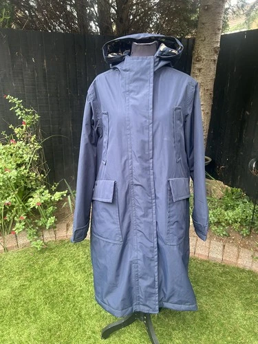 Regatta Orla Kiely Longline Waterproof Hooded Navy Coat Size UK 20