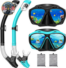 Snorkeling Gear for Adults, Dry Top Snorkel Mask Set, Diving Scuba Mask, Swimmin