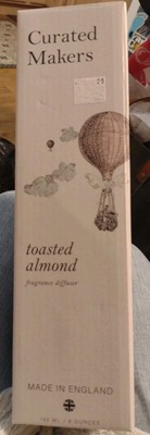 Curated Makers Toasted Almond Reed Scent Diffuser 6 Oz Made In England 