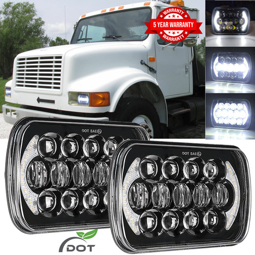 Pair 7x6" Led Headlights HI-Lo Beam DRL For Freightliner FL50 60 70 80 MT35 45