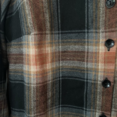 NWT Papillion Plaid Shirt Dress Pockets Large Black Orange Western Rodeo Fall L - Picture 7 of 10