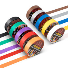 10 Pack Colored Electrical Tape 3/4 Inch X 66 Ft Industrial Grade UL/CSA Listed