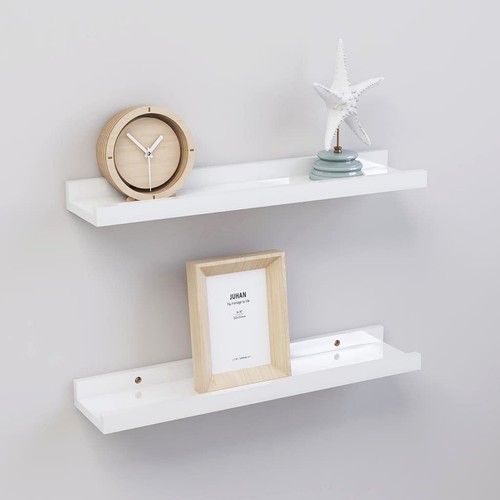 Wall Shelf Set of 2 High gloss white MDF 15.7x3.5x1.2 in - Picture 1 of 9