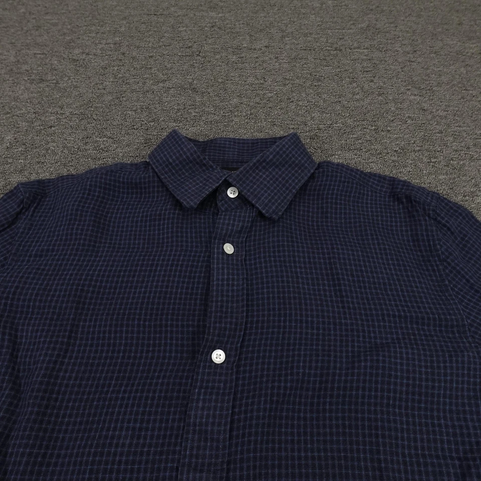 Camisa Banana Republic Para Hombre Mediana Alta Azul Cuadros Lino A Medida Calce Ajustado Informal Foto 2 de 4