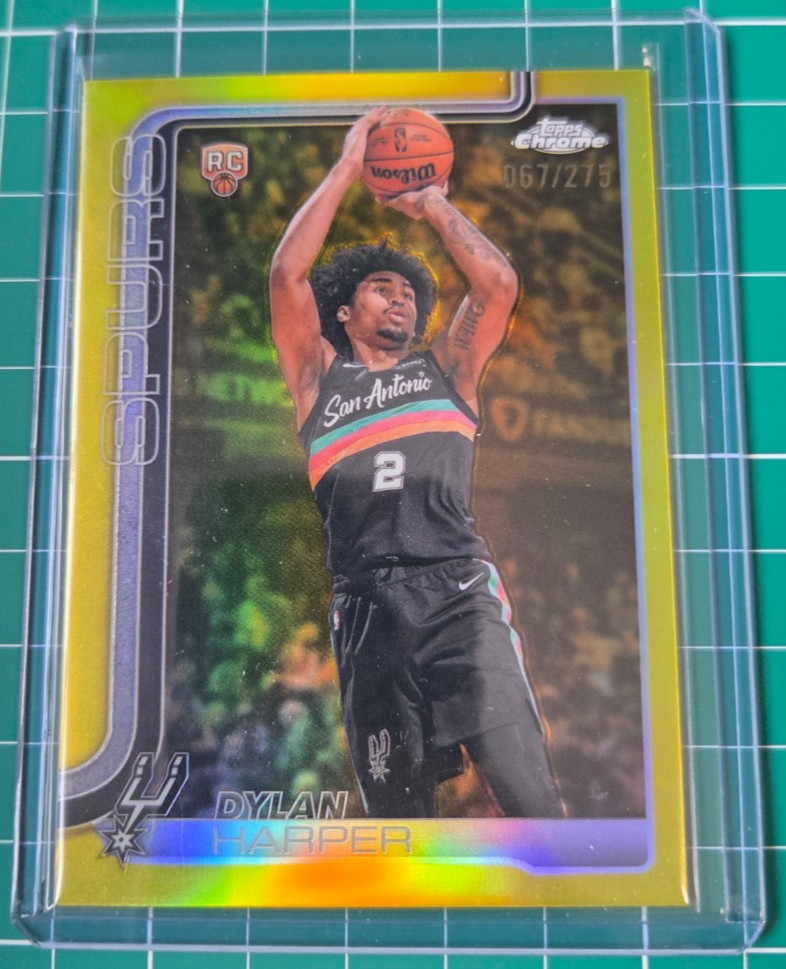 2025-26 Topps Chrome Dylan Harper Yellow Refractor Rookie Card 067/275 Spurs