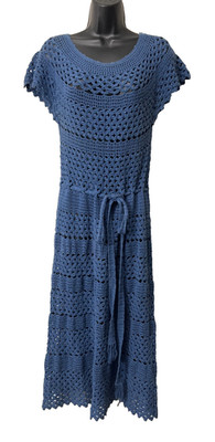 Corey Lynn Calter Anthropologie Crochet Bilberry Midi Dress Blue Large *No liner