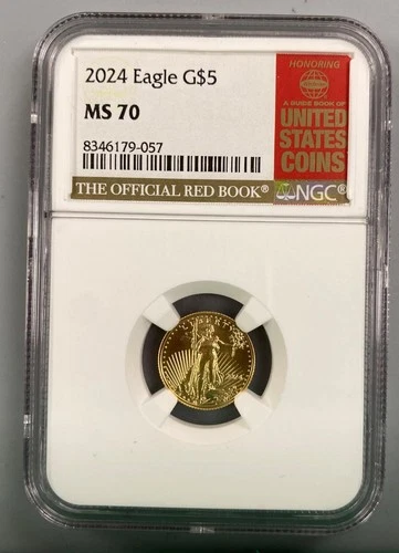 2024 US 1/10th ozt Gold $5 Eagle Coin NGC MS70 L24436
