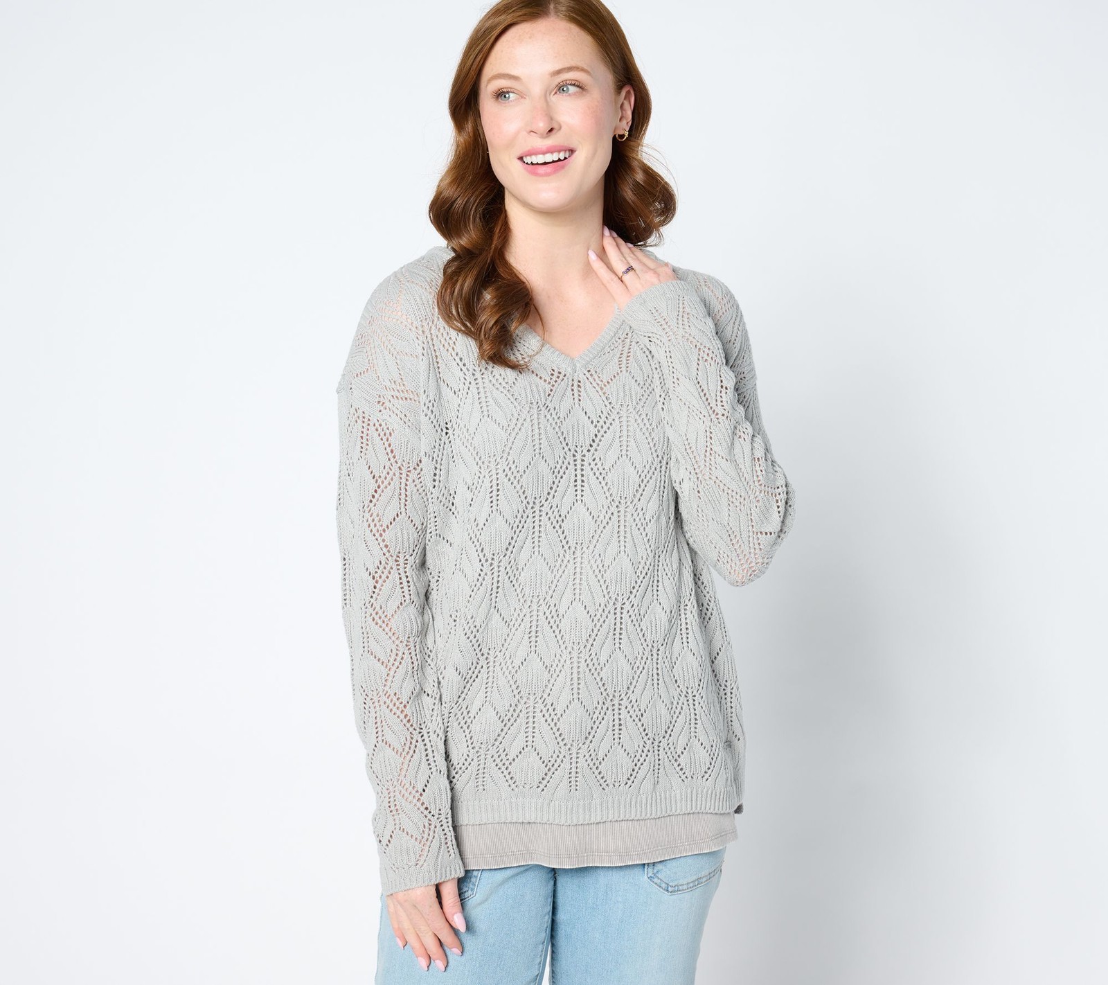 Peace Love World Women's Top Sweater Sz 2XS (XXS) Boheme Gray A647808