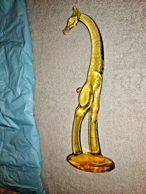 HEISEY BY IMPERIAL GLASS AMBER GIRAFFE, ROYAL HICKMAN DESIGN, ALIG SIGNED