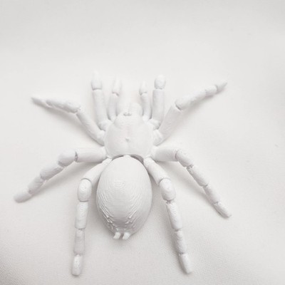 3D Printed Plastic Spider Figurine White Matte 3D Effect