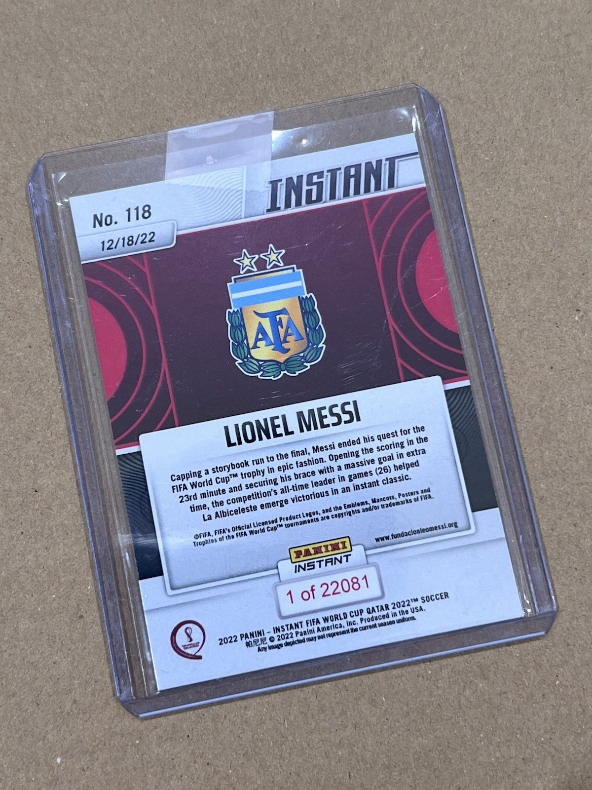 2022 Panini Instant FIFA World Cup Qatar Lionel Messi #118 Argentina view 5