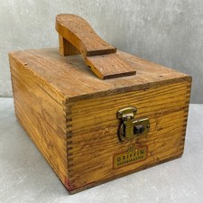 Vtg Griffin Shinemaster Shoe Shine Kit Wood Box Filled w Contents Brushes Polish