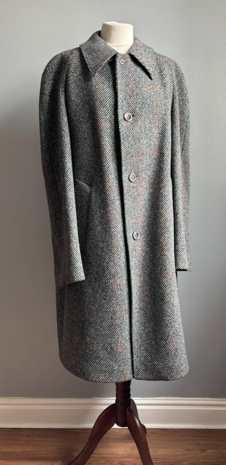 Vintage trench OVER COAT 40 100% pure new wool tweed DUNN&CO CROMBIE cloth - Image 2 of 4