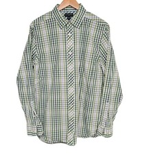 Banana Republic Men's Green Plaid Long Sleeve Dress Shirt L 16-16.5 Lightweight