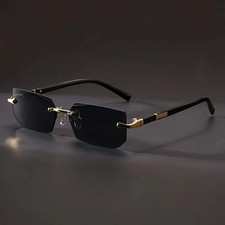 Rimless Rectangle Sunglasses UV400 Small Frame Unisex Travel Beach Shades