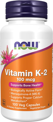 NOW Foods Supplements, Vitamin K-2 100 Mcg, Menaquinone-4 (MK-4), Supports Bone