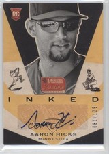 2013 Panini America's Pastime Inked 81/125 Aaron Hicks #I-AK Rookie Auto RC 2d9