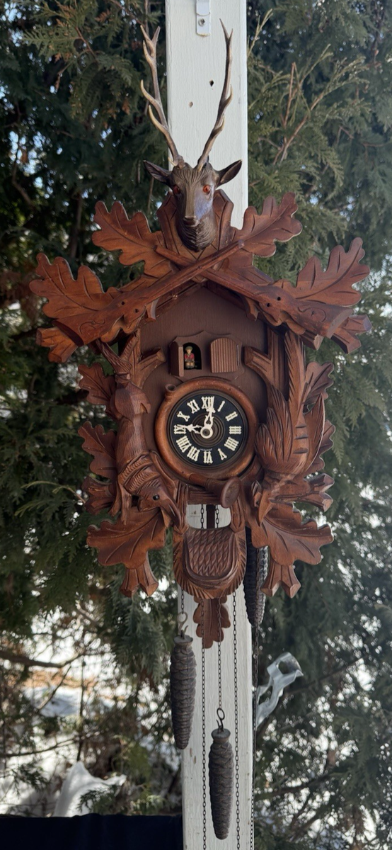 Vintage Regula W/ Thorens Musical Hunter Cuckoo Wall Clock - SEE