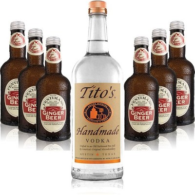 Moscow Mule Set - Titos Handmade Vodka 0,7l 700ml (40% Vol) + 6x Fentimans Trad