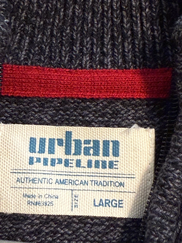 SUÉTER URBAN PIPELINE NIÑOS. TALLA: L GRIS PATRÓN ISLA JUSTA 1/4 CREMALLERA MANGA LARGA Foto 2 de 4