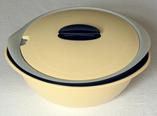 TUPPERWARE Warmhalte Thermo Duo 3,1l und Einsatz 2,5l Creme Beige Blau 4 teilig