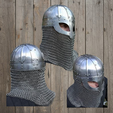 Bettle Ready Viking Helmet  18 Gauge Steel Armour with Chain mail