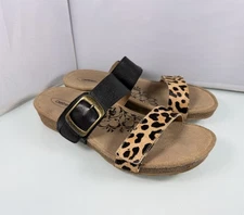 Aetrex Women’s Sz US 9 EU 39.5 Daisy Leopard Buckle Strap Sandals Comfort Slides
