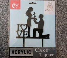 Black Acrylic Cake Topper - Love & Couple Design - Wedding, Engagement Etc
