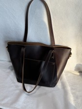 Large Elegant Brown Leather Tote Bag