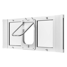 Cat Door for Window  Adjustable to Fit 35"-40" Width  4 Secure Lock Modes  Al