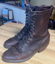 VTG Chippewa Brown Lace-Up Leather Roper Packer Cowboy Boots – Men’s 11 D USA