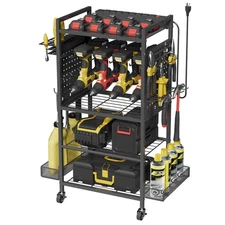 Power Tool Organizer Cart with Charging Station, Heavy Duty Garage Tool Organ...