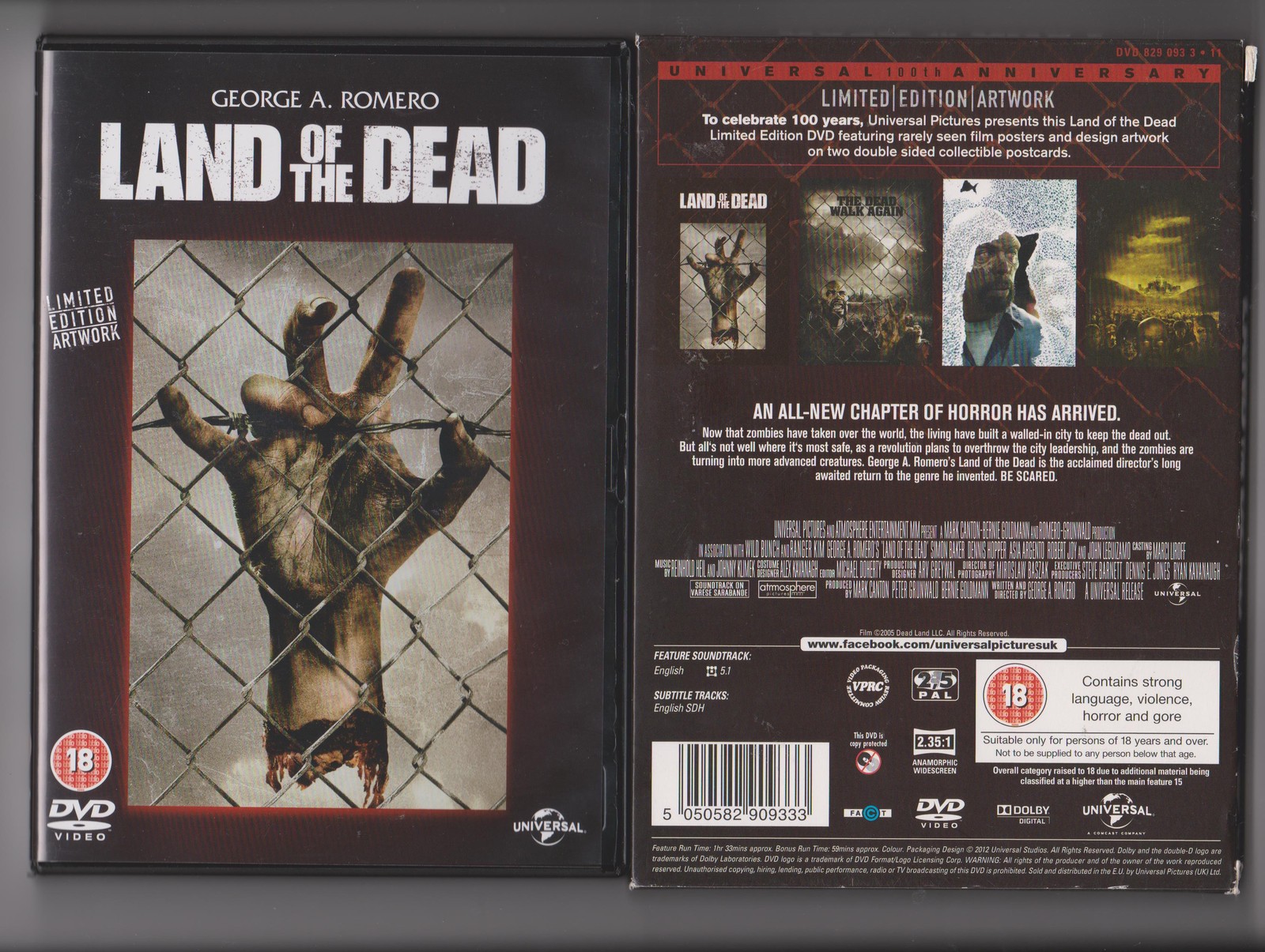 LAND OF THE DEAD DVD LIMITED EDITION ART CARDS AND SLIPCASE ZOMBIES ROMERO