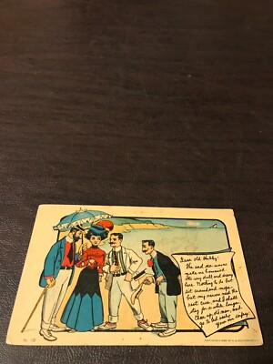 EARLY HUMOR 1908 - POSTED POSTCARD - DEAR OLD HUBBY - THE SAD SEA WAVES MAKE ME