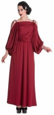 Shoreditch Red Maxi Dress 1970's  XS S M L XL Ruched 