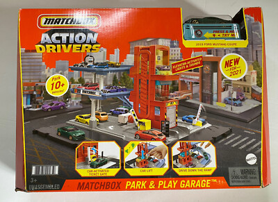 Matchbox Action Drivers 2021 Park And Play Garage With 2019 Ford Mustang Coupe