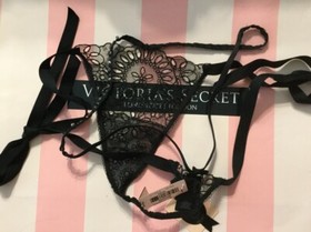 NWT Victoria's Secret Designer Collection Bling Crystal Strappy Thong Panty L 