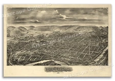 Bird's Eye View 1898 Reading Pennsylvania Vintage Style City Map - 16x24