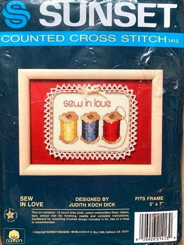 Sunset Counted Cross Stitch Sew In Love 1413 Judith Koch Dick New 1987 - Picture 2 of 4