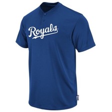 Majestic Two-Button Kansas City Royals Replica Youth Cool Base Jersey YXL (R31)