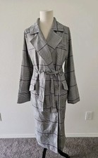 J.o.a Just One Answer Trench Coat Plaid Size S Read Descript Flaws