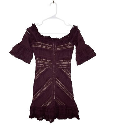 Cinq a Sept Naya Off-The-Shoulder Bell-Sleeve Mini Dress in Mulberry Size 4