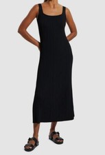  395 Theory Women's Black Ottoman Ribbed Midi Tank Dress Size Small
