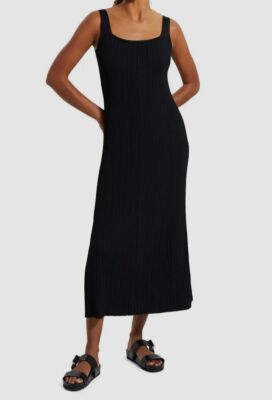 open lace back dress Theory Women's Rib Neck Tank Dress, Black, M at Amazon Women's Clothing  store