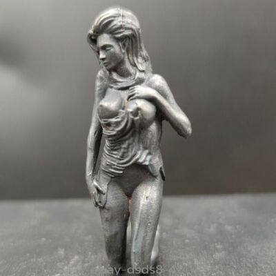 Asian Copper Girl Human Handicraft Ornaments Mini Statue Figure Art