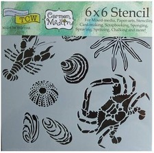 Crab Lobster Shells Stencil Nautical Beach Sea Life 6" Ocean Template Crafters