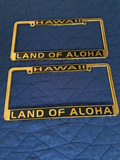 -brand New- Two Hawaii Land Of Aloha Titanium Gold Plated License Plate Frames