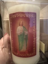 8” Sant Jude  Flickering Led Candle  battery operated-religious Item # MR158