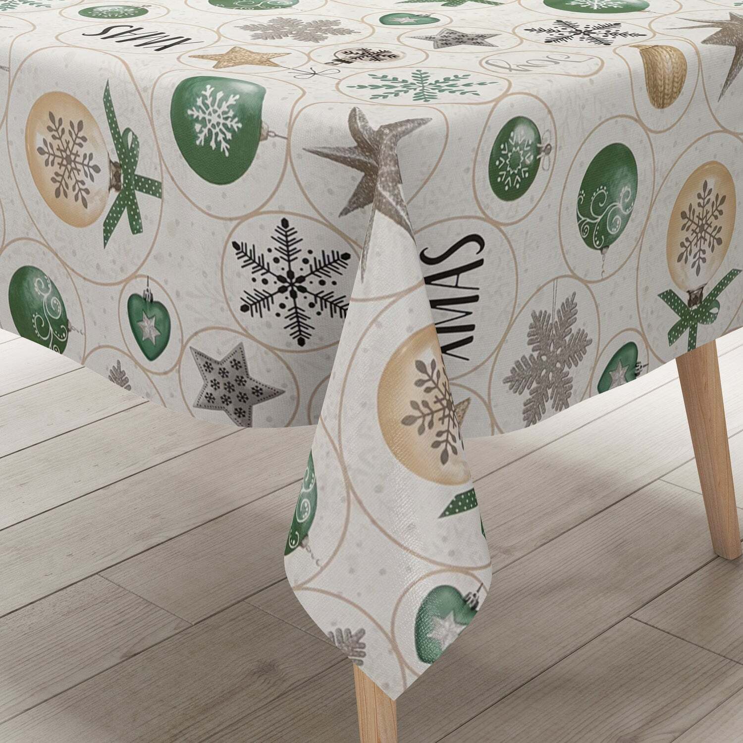 Mantel Hule EH92 Navidades Copos de Nieve Bolas Ovalado Rectangular Redondo