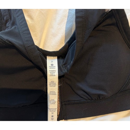 Lululemon Athletica Zip Front Sports Bra Medium Support Black Size 2 - Picture 3 of 3